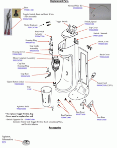 Diagram Diagram and Parts List for HMD200-C  Hamilton Beach Drink Mixer